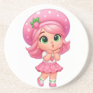 Süßes Erdbeermädchen Chibi Getränkeuntersetzer