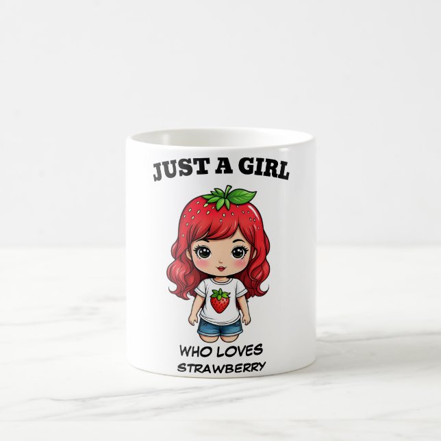 Süßes Erdbeermädchen Kawaii Art Kaffeetasse (Mittel)