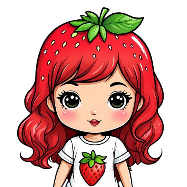 Süßes Erdbeermädchen Kawaii Art T-Shirt (Von Creator hochgeladen)