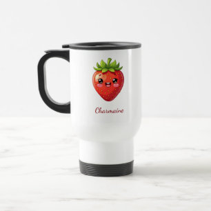 Süßes Erdbeermonogramm kawaii Reisebecher