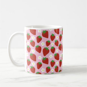 Süßes Erdbeermuster auf rosa Hintergrund Kaffeetasse
