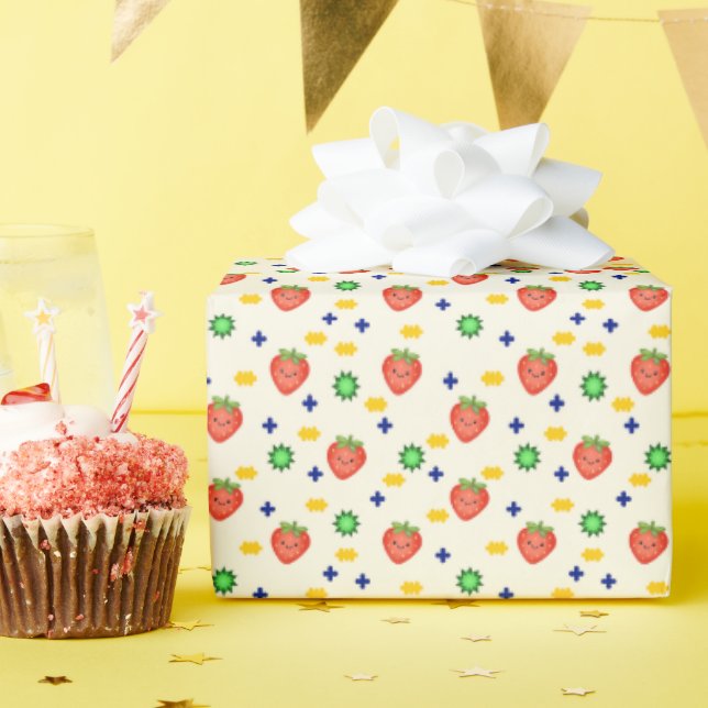 Süßes Erdbeermuster Geschenkpapier (Geburtstagsparty)