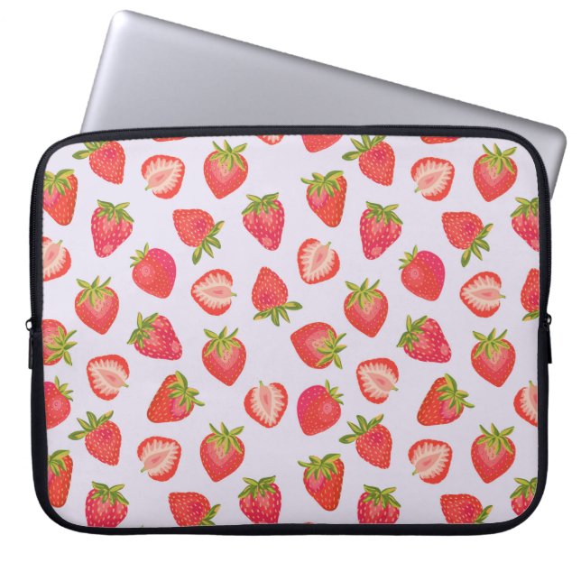 Süßes Erdbeermuster Laptopschutzhülle (Vorderseite)