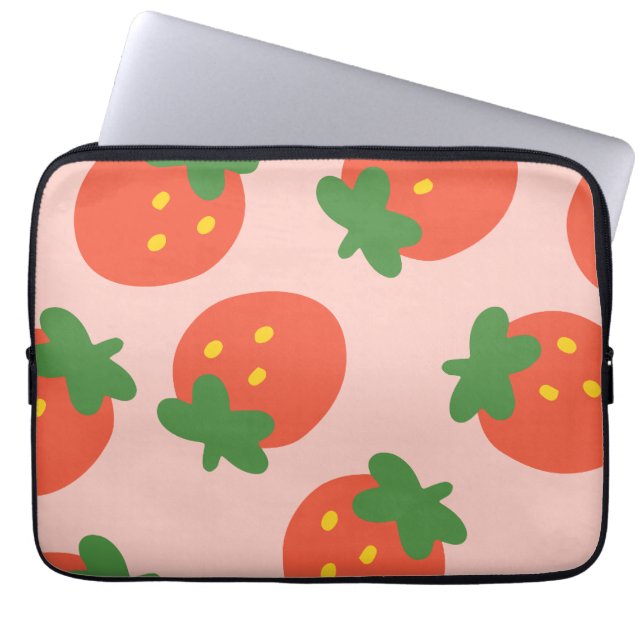 Süßes Erdbeermuster Laptopschutzhülle (Vorderseite)