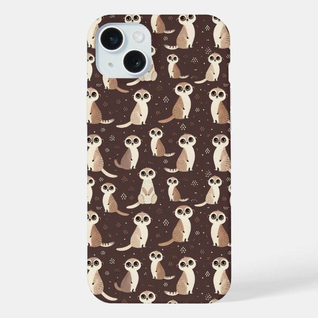 Süßes Erdmännchen-Muster iPhone Hülle (Rückseite)
