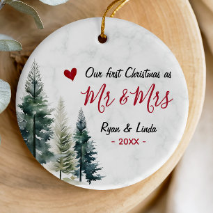 Süßes erstes Weihnachten als Mr. & Mrs. - Neujahrs Keramik Ornament