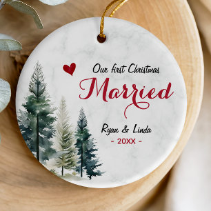 Süßes erstes Weihnachten Verheiratet rotes Herz Keramik Ornament