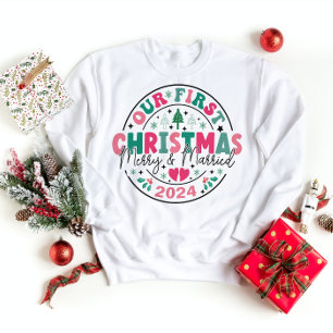 süßes erstes Weihnachten verheiratet und fröhlich  Sweatshirt