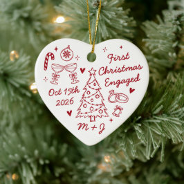 Süßes erstes Weihnachten Verlobt Erstes Foto Keramik Ornament