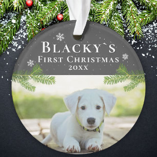 Süßes erstes Weihnachten Welpen-Weihnachtsfoto Ornament