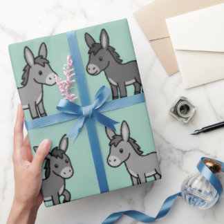 Süßes Esel-Cartoon-Muster Geschenkpapier