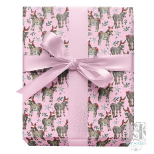 Süßes Esel-Weihnachtspapier in Rosa Geschenkpapier