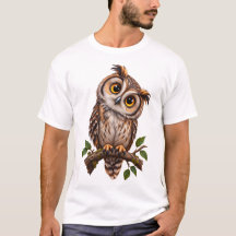 Süßes Eulen-auf-Ast-Illustrations-T-Shirt