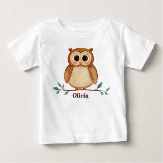 Süßes Eulen-Baby-T-Shirt mit Namen Baby T-shirt
