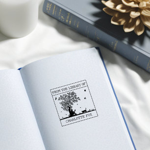 Süßes Exlibris für Katzenbücher Gummistempel