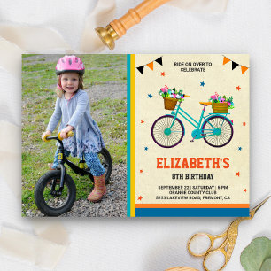 Süßes Fahrrad Kinder Foto Geburtstagsfeier Einladung