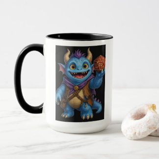 Süßes Fantasy-Monster mit D20-Würfel T-Shirt Tasse
