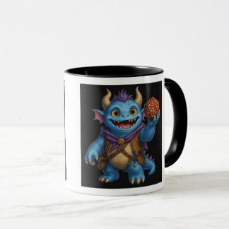 Süßes Fantasy-Monster mit D20-Würfel T-Shirt Tasse