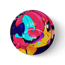 Süßes farbenfrohes Anime-Mädchen-Button