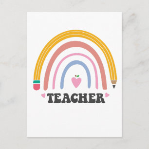 Süßes farbenfrohes Bleistift-Regenbogen-Lehrer-Des Postkarte