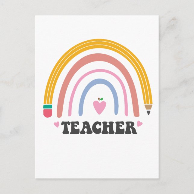Süßes farbenfrohes Bleistift-Regenbogen-Lehrer-Des Postkarte (Vorderseite)