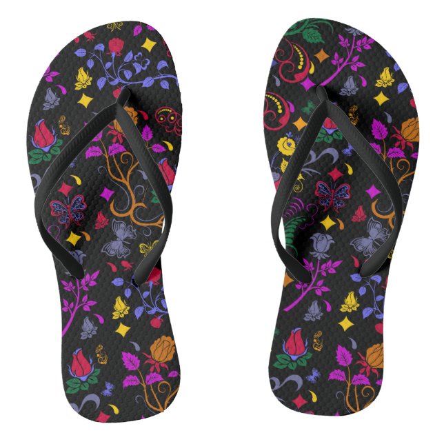 Süßes farbenfrohes Blumenmuster  Flip Flops (Fußbett)
