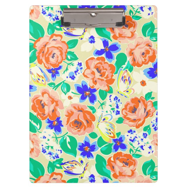 Süßes farbenfrohes Blumenmuster Klemmbrett (Vorderseite)