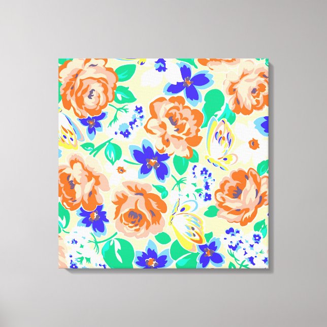 Süßes farbenfrohes Blumenmuster Leinwanddruck (Vorderseite)