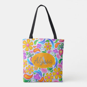 Süßes farbenfrohes gelbes und violettes florales M