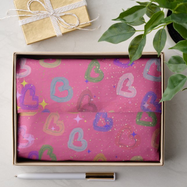 Süßes farbenfrohes Herz  Seidenpapier (Geschenk)