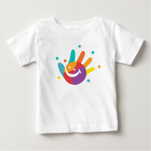 Süßes farbenfrohes Lächeln Handabdruck Kinder & Ba Baby T-shirt