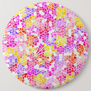 Süßes farbenfrohes Mädchen-Abstract-Blumenmuster Button