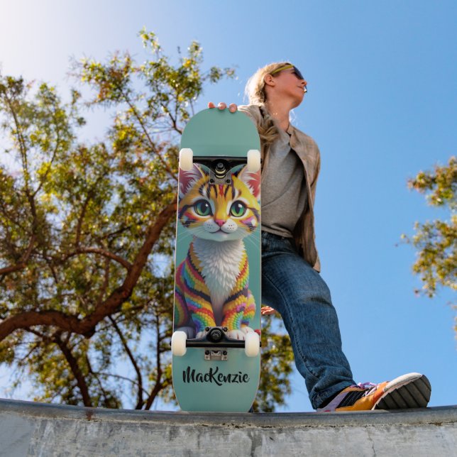 Süßes, farbenfrohes Margay-Kätzchen Skateboard (Außen 1)
