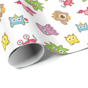 Süßes farbenfrohes Muster kleiner Monster Geschenkpapier