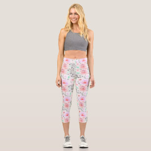 Süßes, farbenfrohes, pastellfarbenes Blumenmuster Capri Leggings