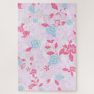 Süßes, farbenfrohes, pastellfarbenes Blumenmuster Puzzle