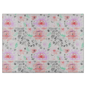 Süßes farbenfrohes pastellfarbenes florales Azteke Schneidebrett