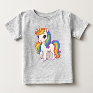 Süßes, farbenfrohes Regenbogen-Einhorn Baby T-shirt