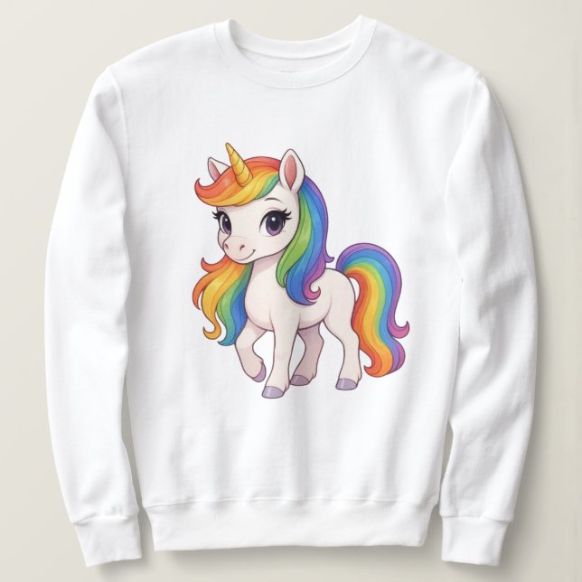 Süßes, farbenfrohes Regenbogen-Einhorn Sweatshirt (Design vorne)