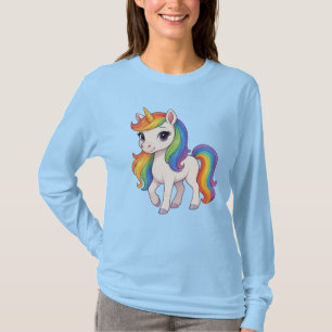 Süßes, farbenfrohes Regenbogen-Einhorn T-Shirt