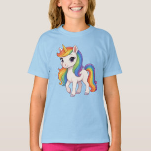Süßes, farbenfrohes Regenbogen-Einhorn T-Shirt