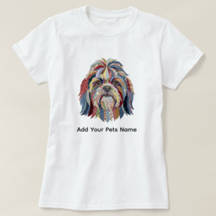 Süßes farbenfrohes Shih-Tsu-Hund-Design-T-Shirt T-Shirt
