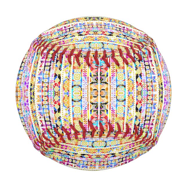 Süßes farbenfrohes Stammes-Aztek-Muster Baseball (Vorderseite)