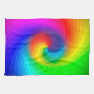 Süßes farbenfrohes Tie-Dye-Regenbogen-Swirbel-Kuns Geschirrtuch