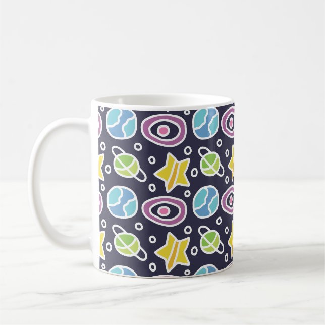 Süßes farbenfrohes Weltraum-Muster Kaffeetasse (Links)