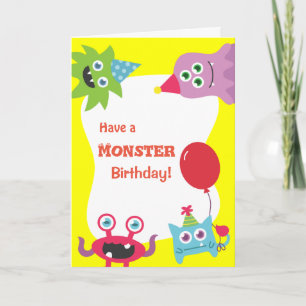 Süßes Farbige Kleines Monster Alles Gute zum Gebur Karte