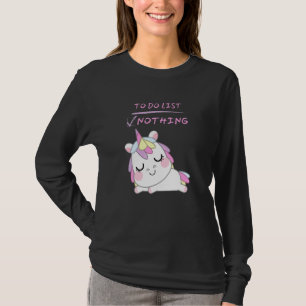 Süßes faules schlafendes Baby-Einhorn-Pferd-To-Do- T-Shirt