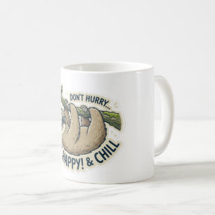 Süßes Faultier "Beeil dich nicht, sei glücklich un Kaffeetasse