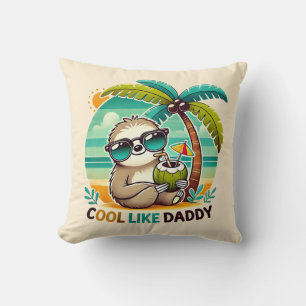 Süßes Faultier cool wie Daddy unter Palme Kissen
