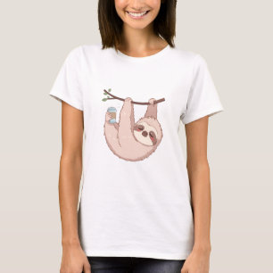 Süßes Faultier Damen T-Shirt Lustiges Faules Tier